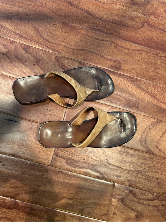 Golo 1960s Women’s Brown Leather Flip Flop Sandals Size 6.5